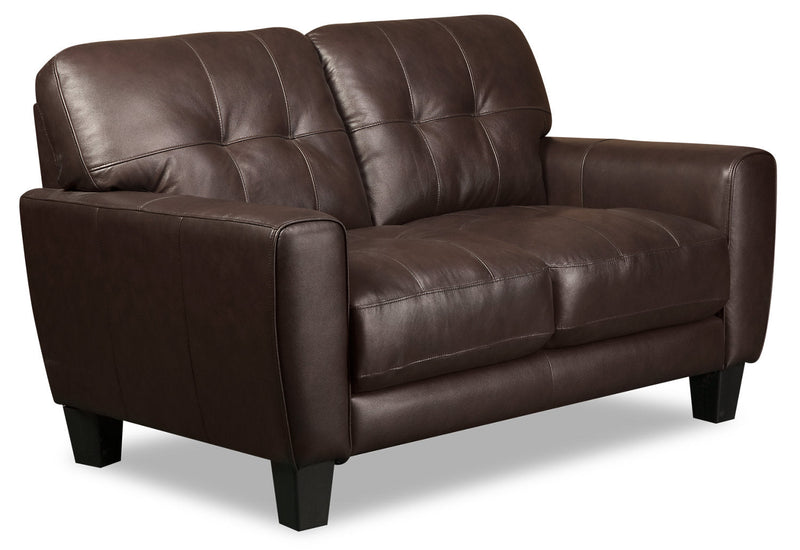 Curt Genuine Leather Loveseat - Brown