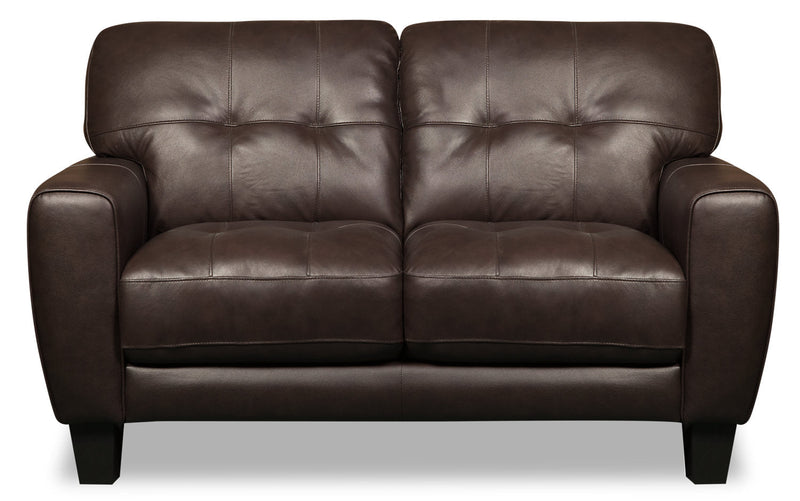 Curt Genuine Leather Loveseat - Brown