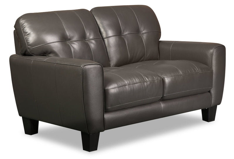 Curt Genuine Leather Loveseat - Grey