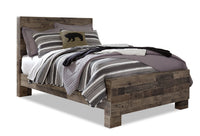 Derekson Panel Bed with Headboard & Frame, Grey - Full Size 