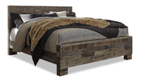 Derekson Panel Bed with Headboard & Frame, Grey - King Size 