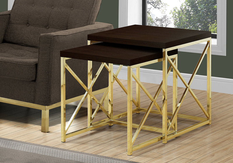 Emery Nesting Tables - Cappuccino and Gold