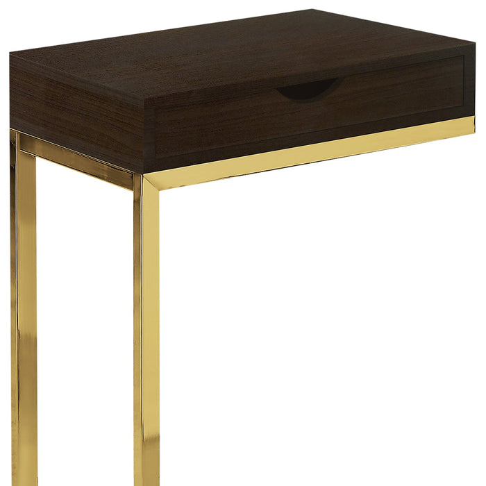 Emery Chairside Table with Drawer - Cappuccino and Gold