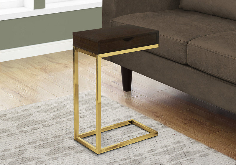 Emery Chairside Table with Drawer - Cappuccino and Gold