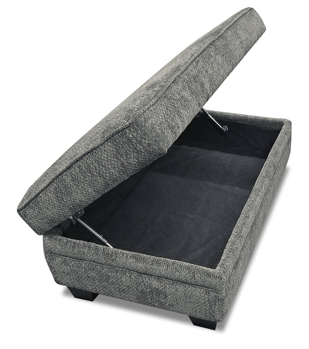 Febe Chenille Ottoman - Charcoal