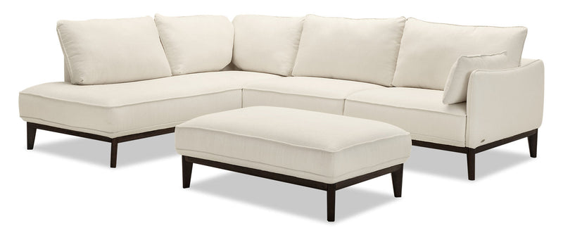 Gena 2-Piece Linen-Look Fabric Left-Facing Sectional - Cotton