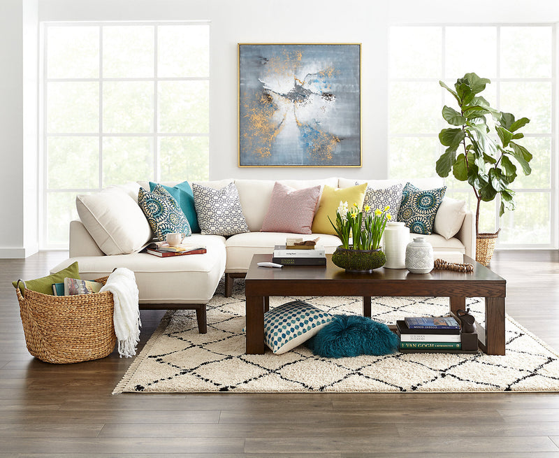 Gena 2-Piece Linen-Look Fabric Left-Facing Sectional - Cotton