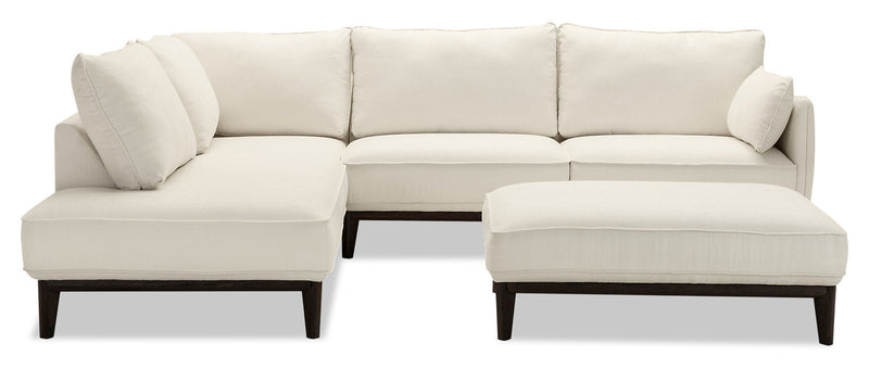 Gena 2-Piece Linen-Look Fabric Left-Facing Sectional - Cotton