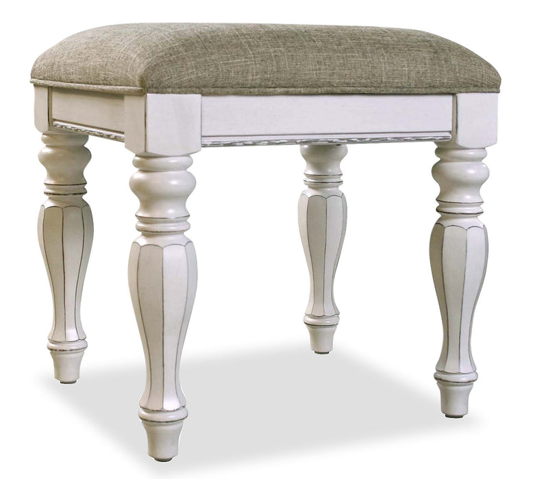 Grace 3-Piece Vanity Set with Lift-Top Stool – Antique White