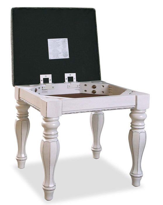 Grace 3-Piece Vanity Set with Lift-Top Stool – Antique White