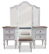 Grace 3-Piece Vanity Set with Lift-Top Stool – Antique White