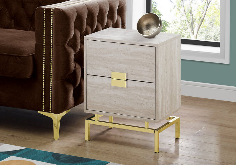 Hanna Beige Marble Accent Table