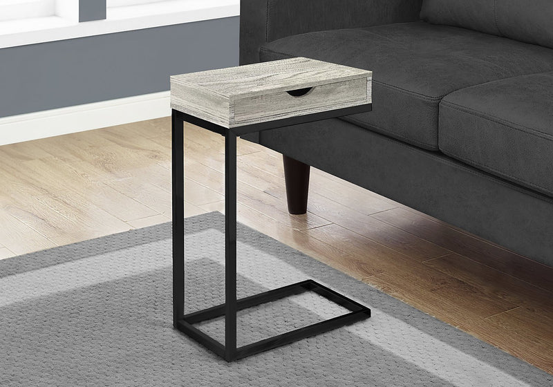 Harper Reclaimed Wood-Look Chairside Table with Drawer - Grey