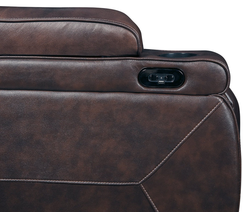 Hugo 5-Piece Genuine Leather Home Theatre Power Reclining Sectional - Brown