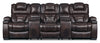 Hugo 5-Piece Genuine Leather Home Theatre Power Reclining Sectional - Brown