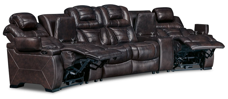 Hugo 5-Piece Genuine Leather Curved Power Reclining Sectional - Brown