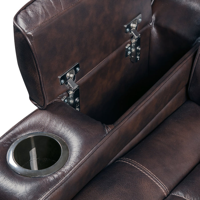 Hugo 5-Piece Genuine Leather Curved Power Reclining Sectional - Brown