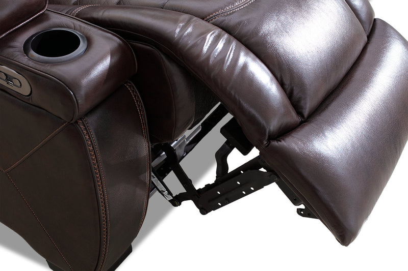 Hugo Genuine Leather Power Reclining Loveseat - Brown