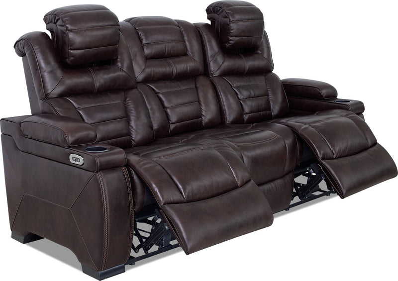 Hugo Genuine Leather Power Reclining Sofa - Brown