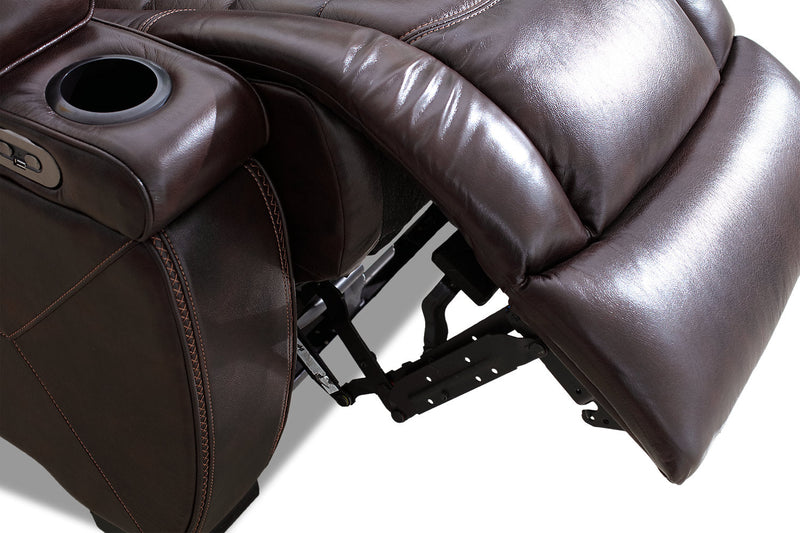 Hugo Genuine Leather Power Reclining Sofa - Brown