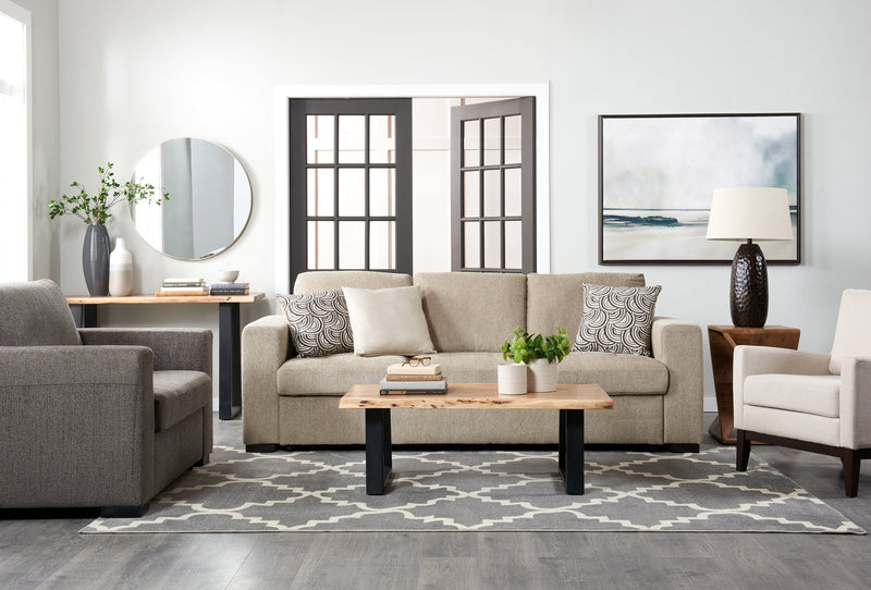 Adel Linen-Look Fabric Accent Chair - Beige