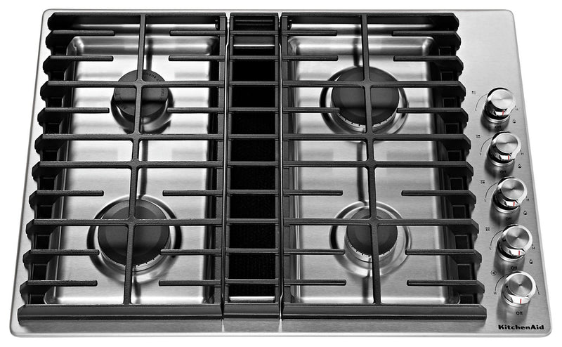 KitchenAid 30\" 4-Burner Gas Downdraft Cooktop - KCGD500GSS