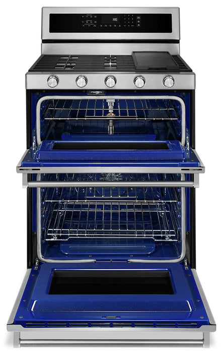 KitchenAid 30\" Gas Double Oven Convection Range - KFGD500ESS