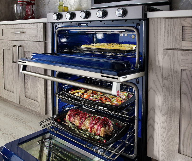 KitchenAid 30\" Gas Double Oven Convection Range - KFGD500ESS