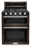 KitchenAid 30\" Gas Double Oven Convection Range - KFGD500EBS