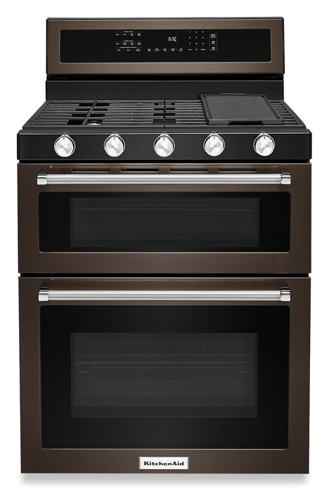 KitchenAid 30\" Gas Double Oven Convection Range - KFGD500EBS