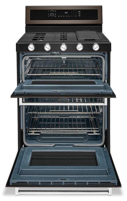 KitchenAid 30\" Gas Double Oven Convection Range - KFGD500EBS