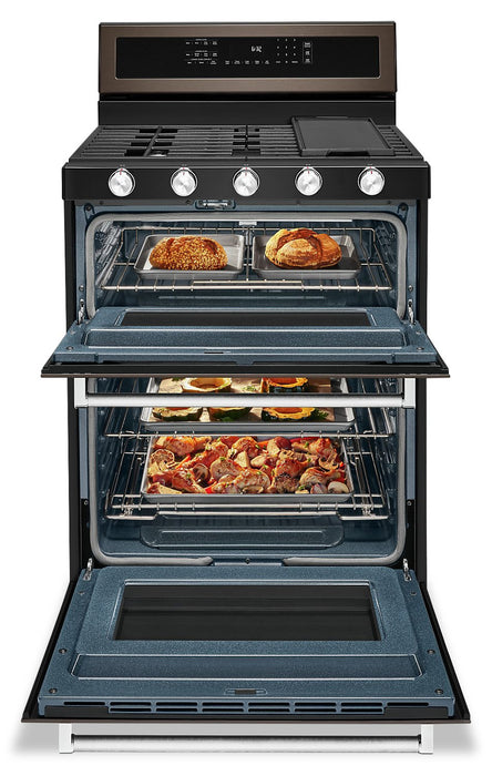 KitchenAid 30\" Gas Double Oven Convection Range - KFGD500EBS
