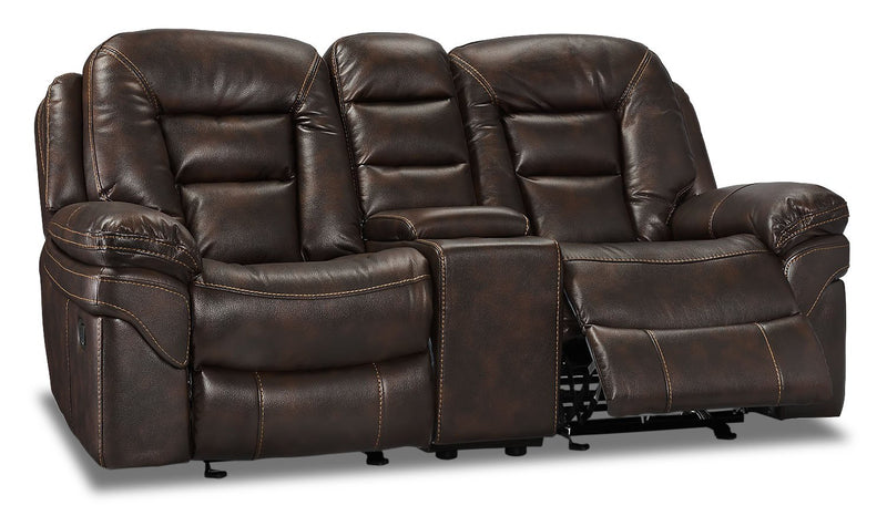 Leo Leath-Aire® Fabric Reclining Loveseat - Walnut