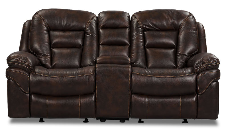 Leo Leath-Aire® Fabric Reclining Loveseat - Walnut