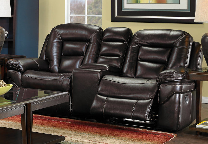 Leo Leath-Aire® Fabric Reclining Loveseat - Walnut