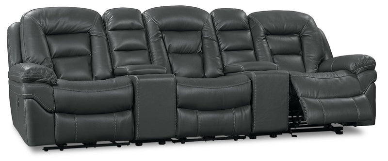 Leo 5-Piece Leath-Aire® Fabric Home Theatre Reclining Sectional - Grey