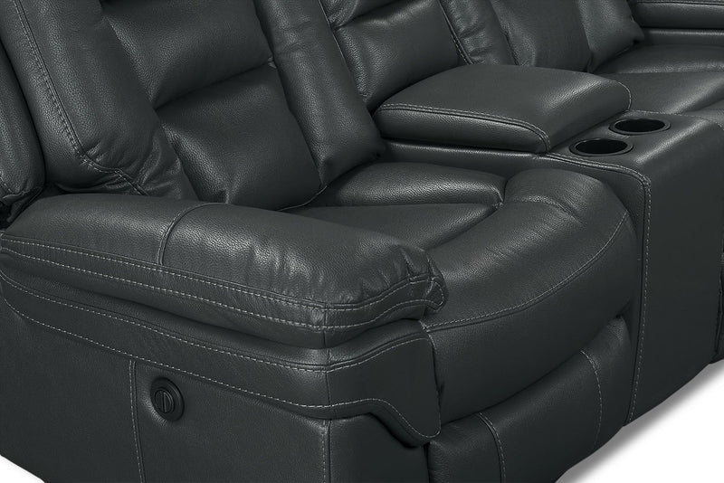 Leo 5-Piece Leath-Aire® Fabric Home Theatre Reclining Sectional - Grey
