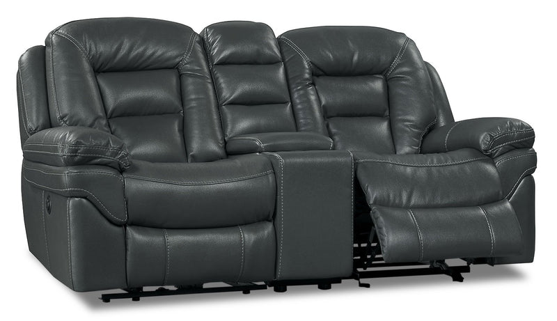 Leo Leath-Aire® Fabric Power Reclining Loveseat - Grey