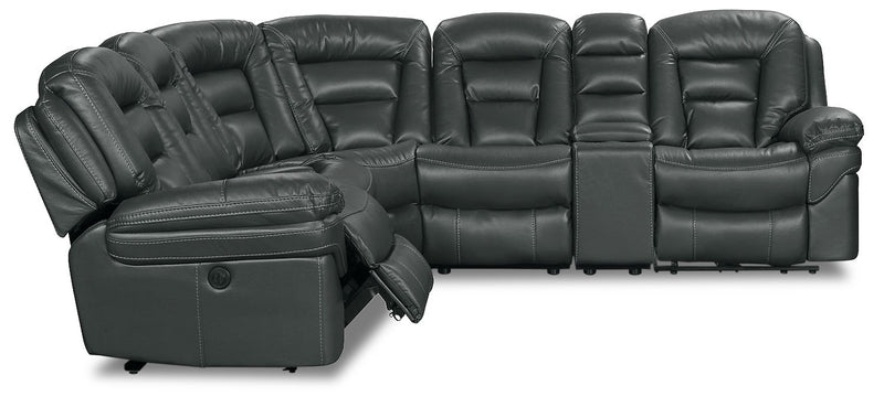 Leo 6-Piece Leath-Aire® Fabric Power Reclining Sectional - Grey