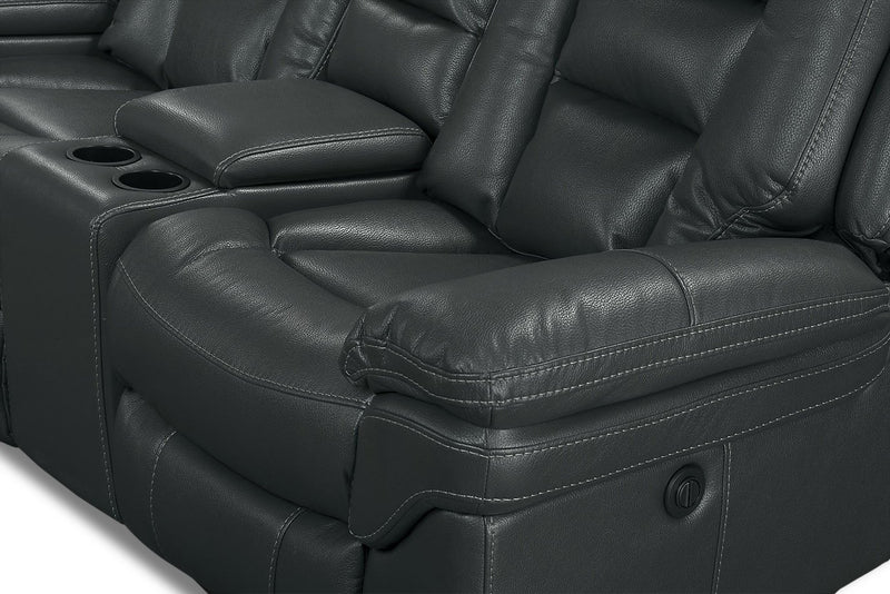 Leo 6-Piece Leath-Aire® Fabric Power Reclining Sectional - Grey
