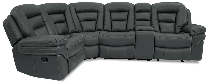 Leo 5-Piece Leath-Aire® Fabric Reclining Sectional with Console - Grey