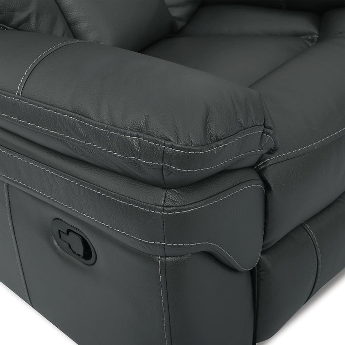 Leo 5-Piece Leath-Aire® Fabric Reclining Sectional with Console - Grey