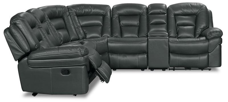 Leo 6-Piece Leath-Aire® Fabric Reclining Sectional - Grey