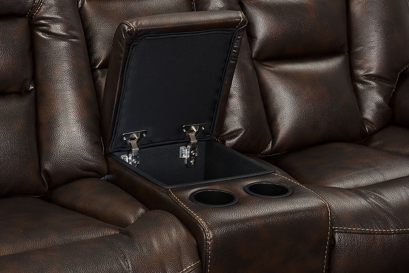 Leo Leath-Aire® Fabric Power Reclining Loveseat - Walnut