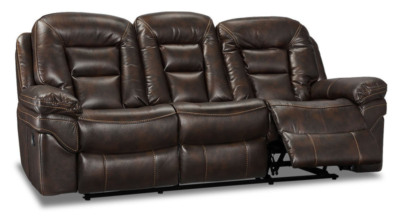 Leo Leath-Aire® Fabric Power Reclining Sofa - Walnut