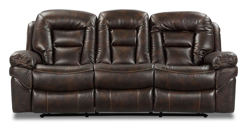 Leo Leath-Aire® Fabric Power Reclining Sofa - Walnut