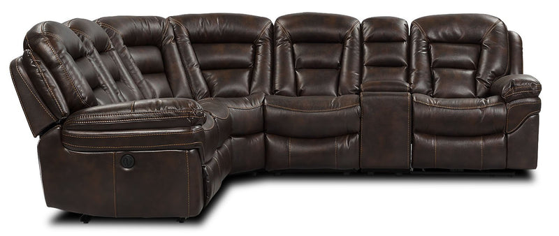 Leo 6-Piece Leath-Aire® Fabric Power Reclining Sectional - Walnut