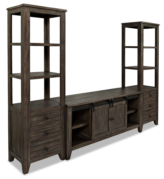 Madison Barn-Door 3-Piece Entertainment Centre with 60\" TV Opening – Brown