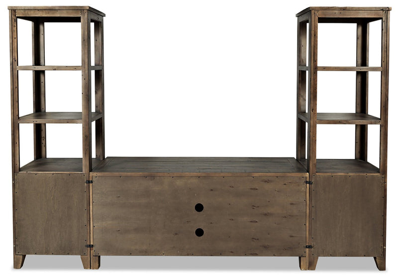 Madison Barn-Door 3-Piece Entertainment Centre with 60\" TV Opening – Brown
