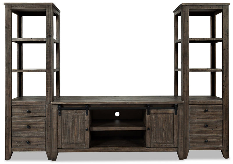Madison Barn-Door 3-Piece Entertainment Centre with 60\" TV Opening – Brown